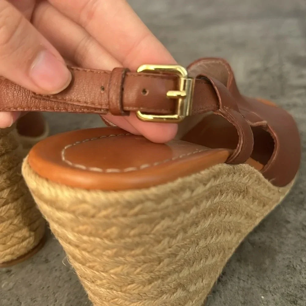 Kate Spade Bowdon Luggage Napa Natural Rope Wedge size 11